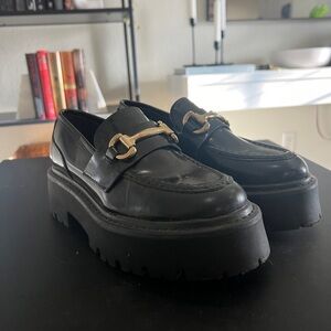 Steve Madden ROUX Black Leather Loafers